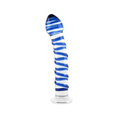 7 Inch Blue Swirl Glass Dildo
