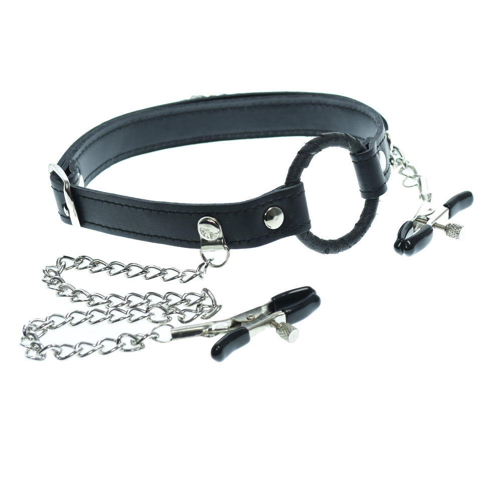 O Ring Gag With Nipple Clamps