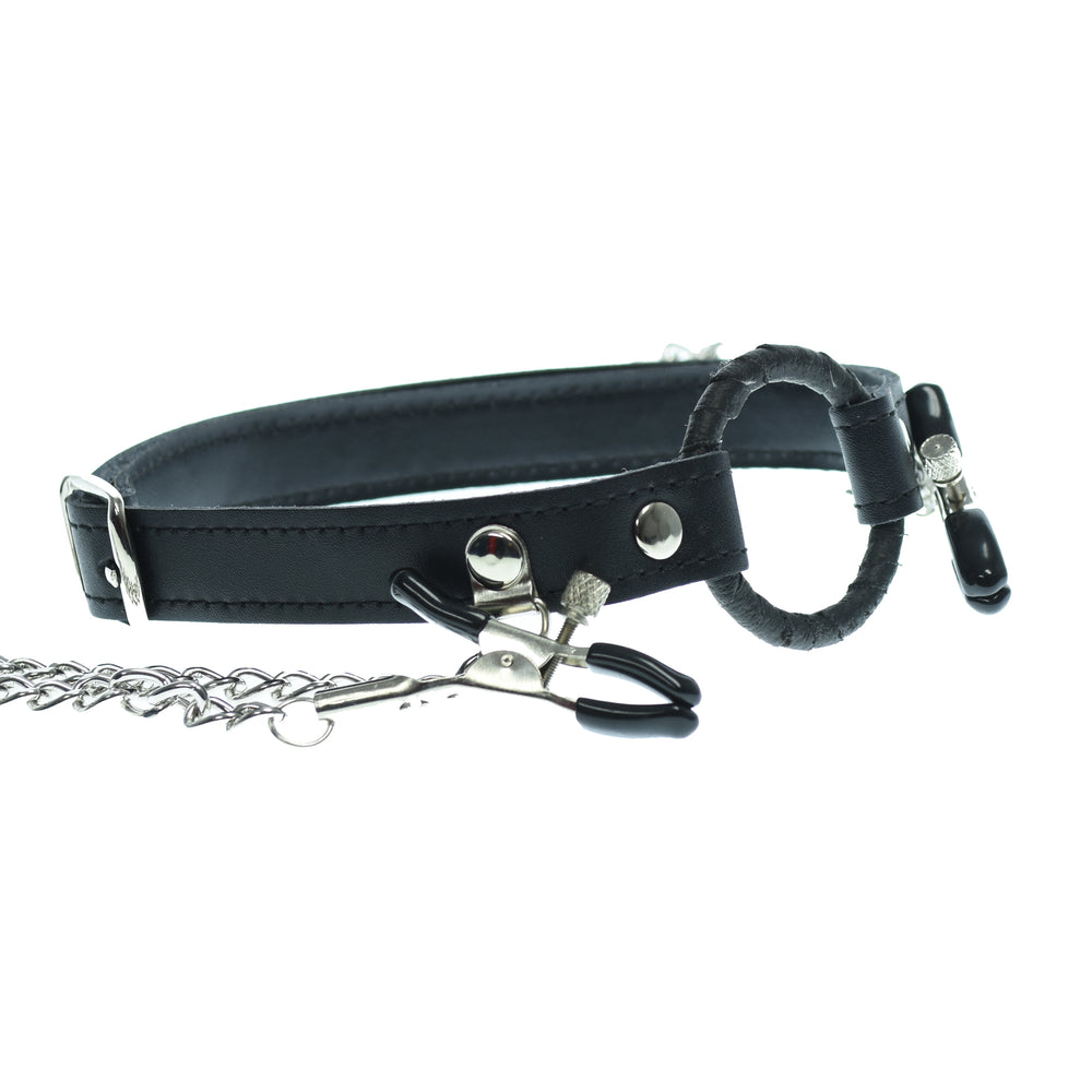 O Ring Gag With Nipple Clamps