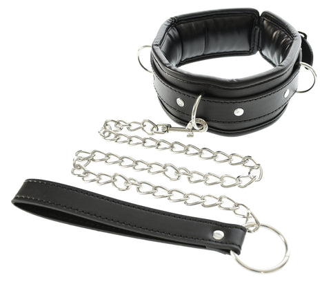padded collar with leash bdsm bondage neck restraint