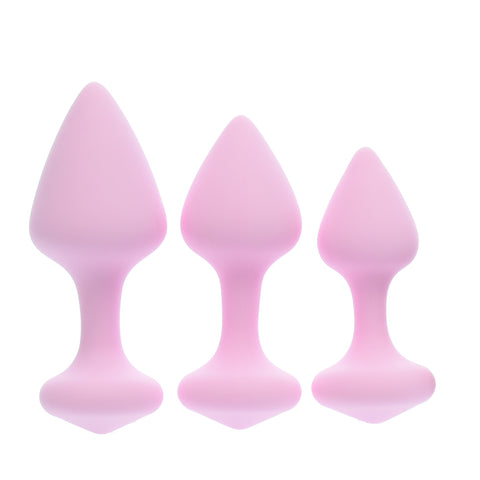 Pink Silicone Butt Plug Set