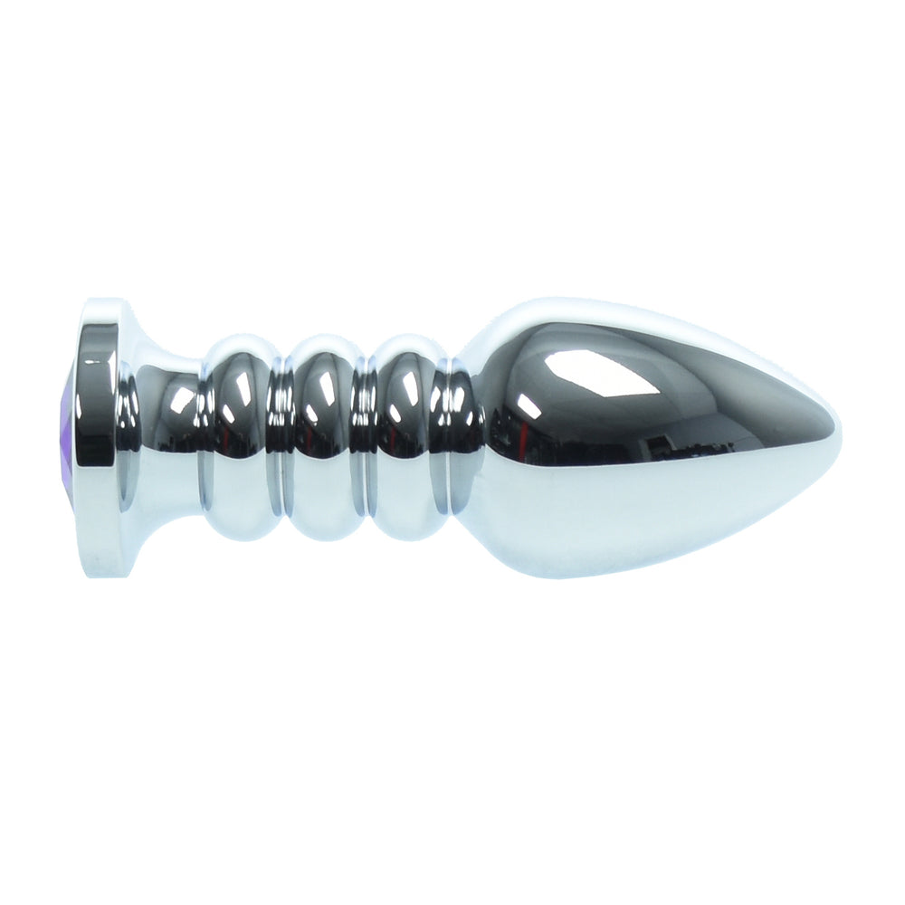 Metal Ribbed Shaft Anal Butt Plug