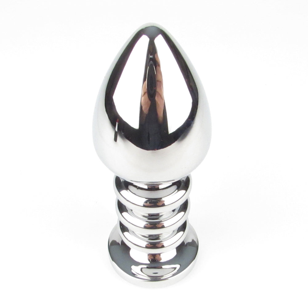 Ribbed Shaft Metal Butt Plug