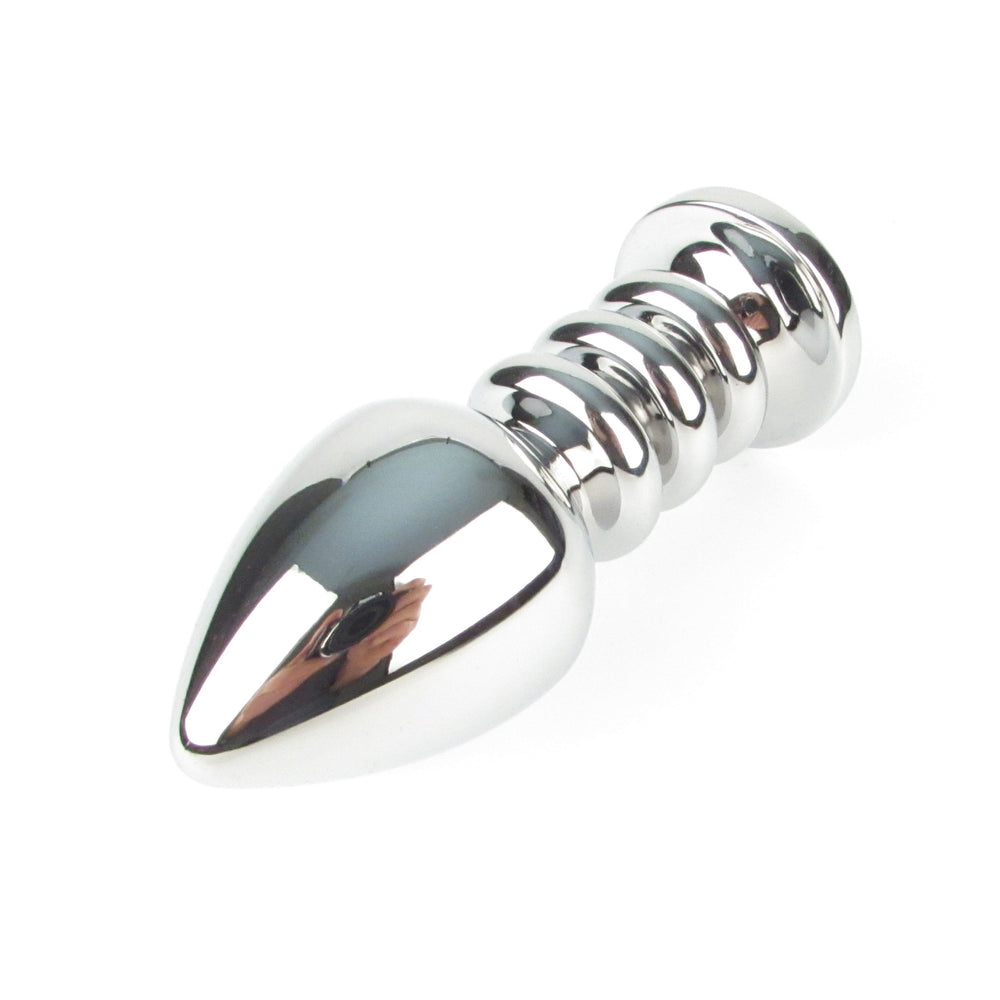 Ribbed Shaft Metal Butt Plug
