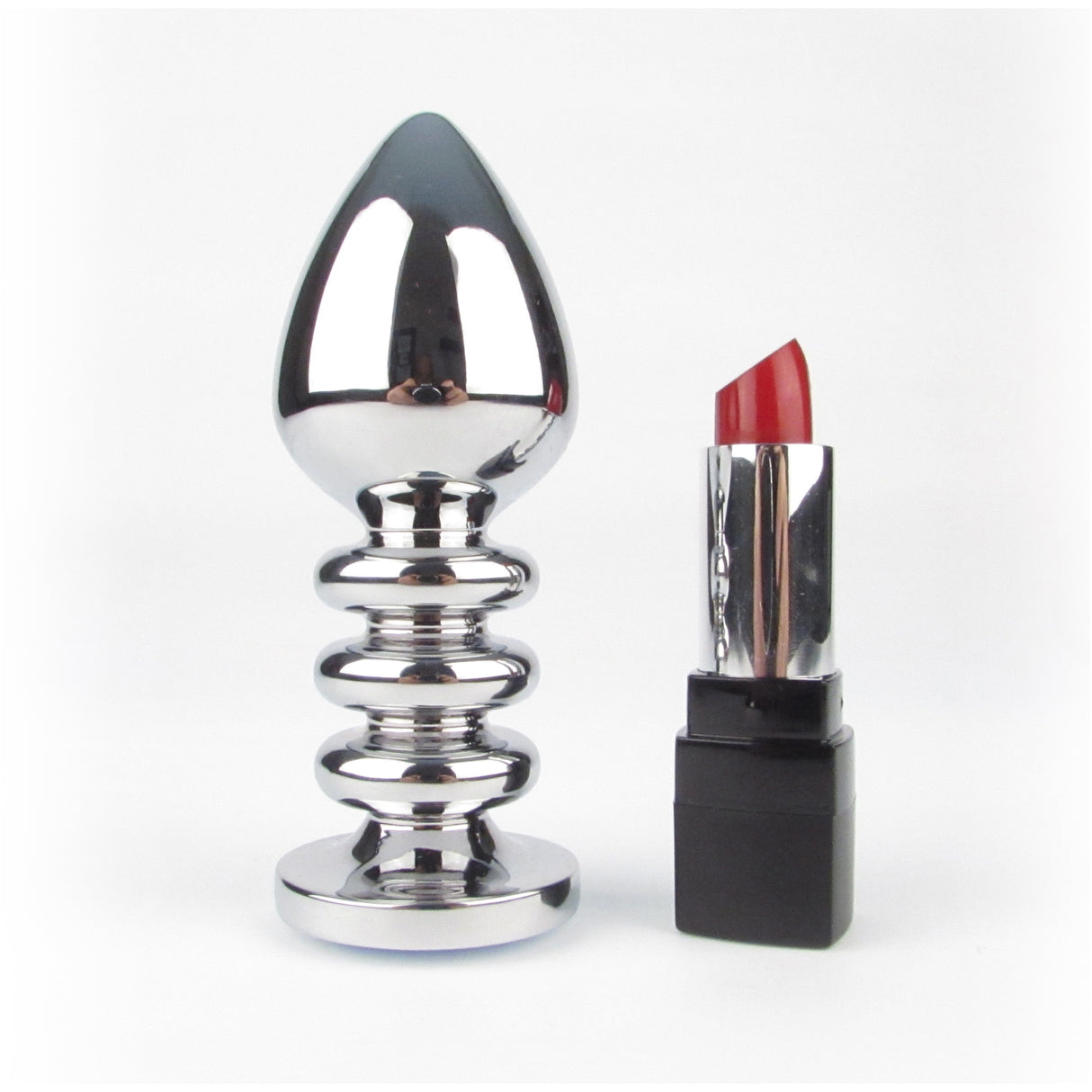 Ribbed Shaft Metal Butt Plug