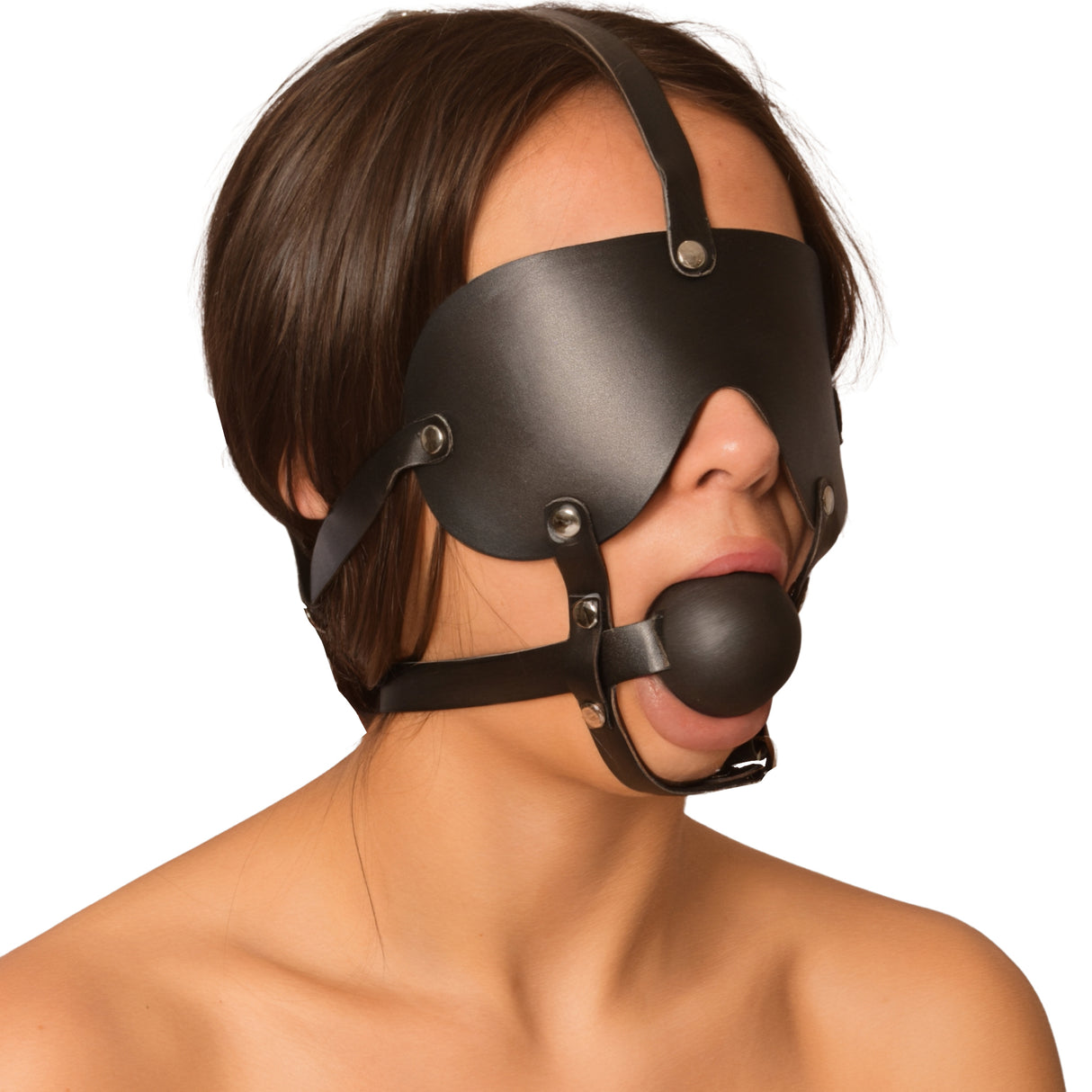 Blindfold Head Harness With Gag Ball