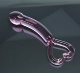 8 Inch Pink Heart Glass Dildo