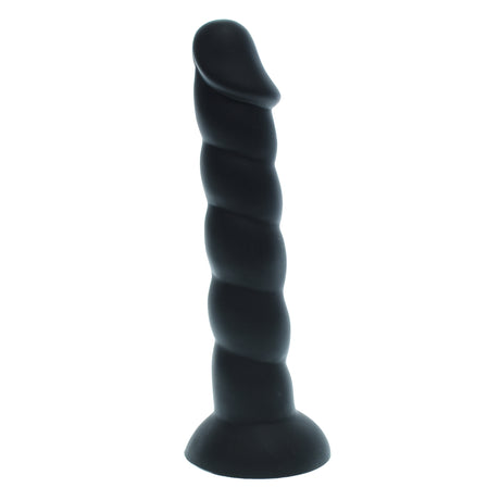 Ribbed Black Silicone Dildo