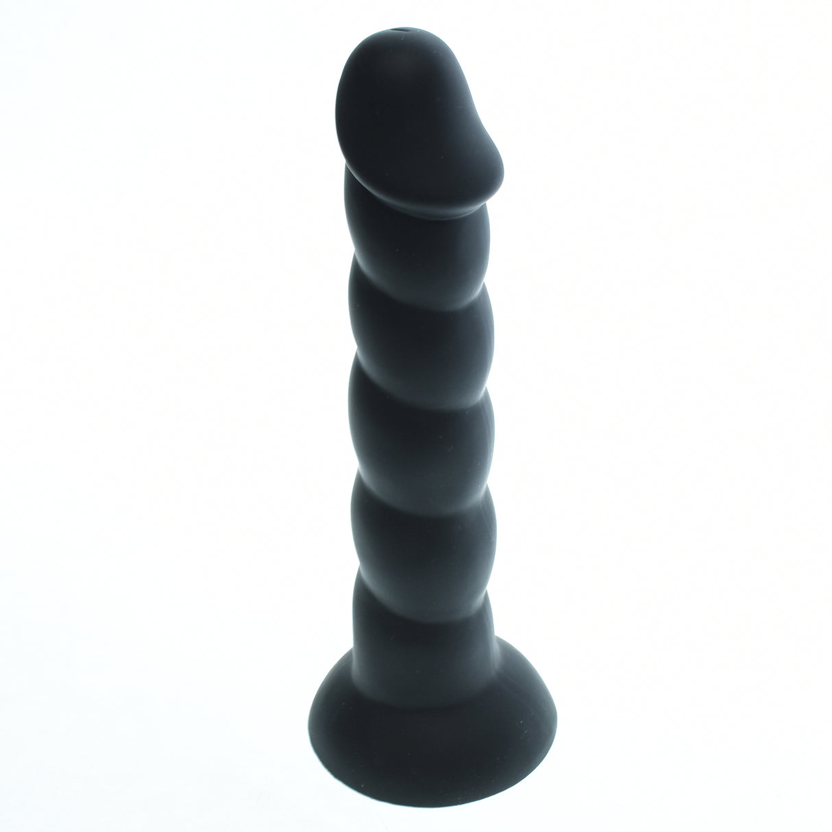 Ribbed Black Silicone Dildo