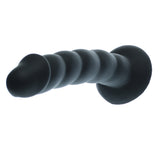 Ribbed Black Silicone Dildo