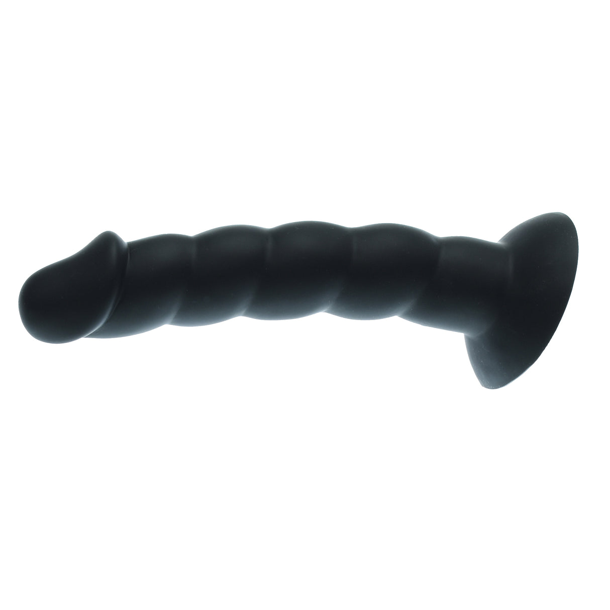 Ribbed Black Silicone Dildo