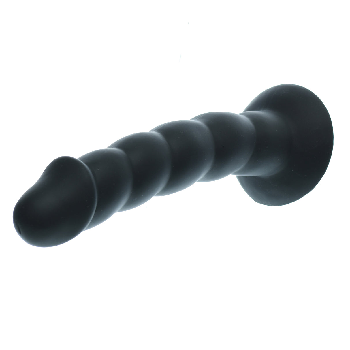 Ribbed Black Silicone Dildo