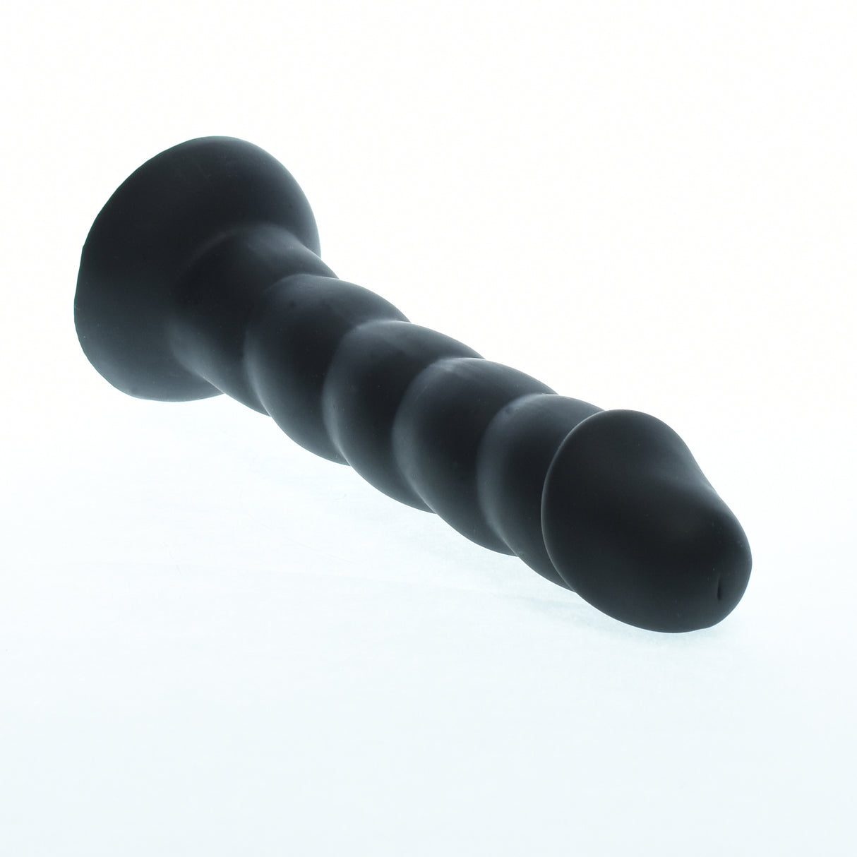 Ribbed Black Silicone Dildo