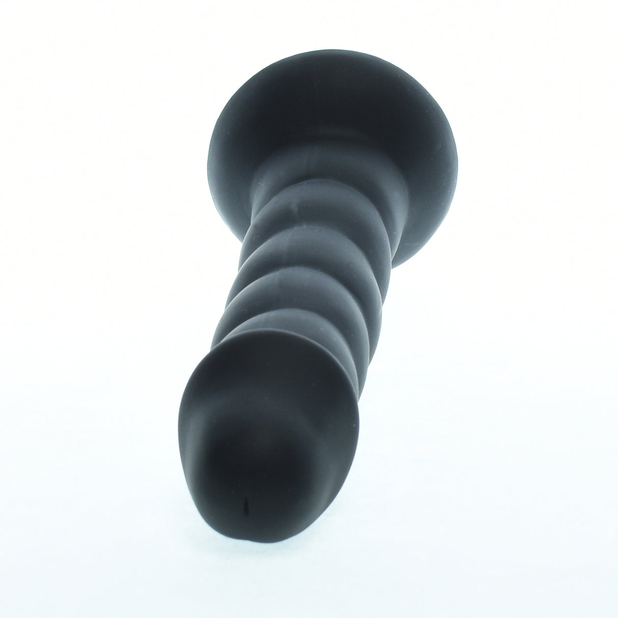 Ribbed Black Silicone Dildo