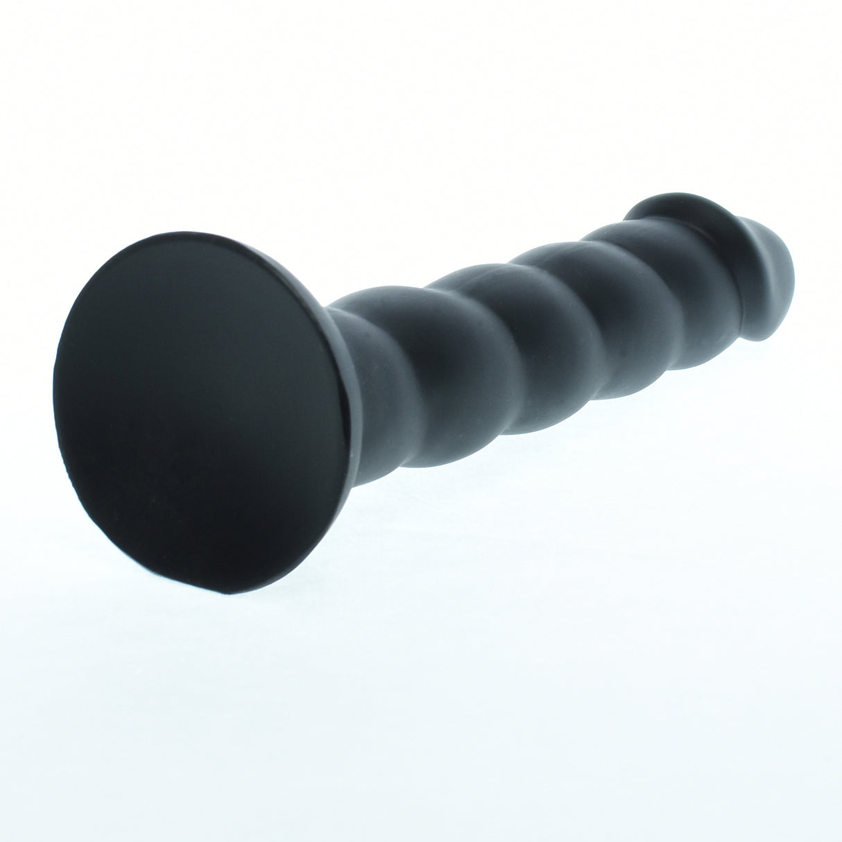 Ribbed Black Silicone Dildo