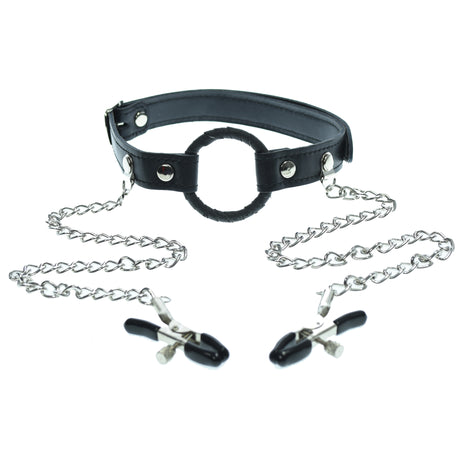 O Ring Gag With Nipple Clamps