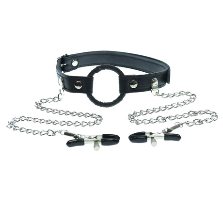 O Ring Gag With Nipple Clamps