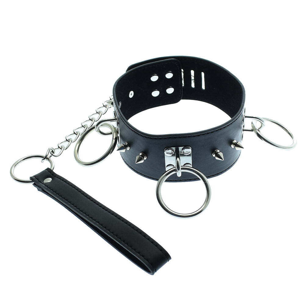 Spiked Dog Neck Collar With Leash