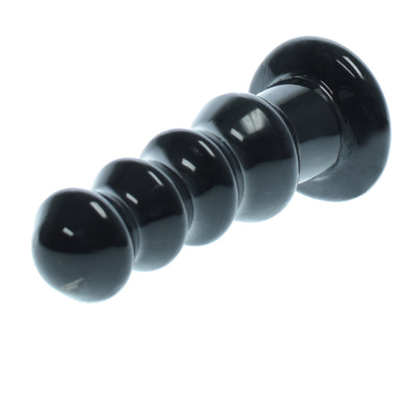 6 inch four ring black butt plug