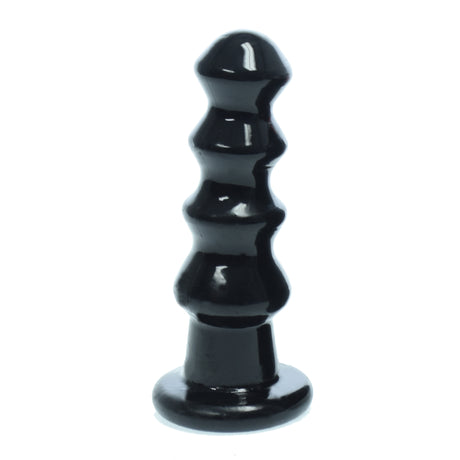 6 inch four ring black butt plug