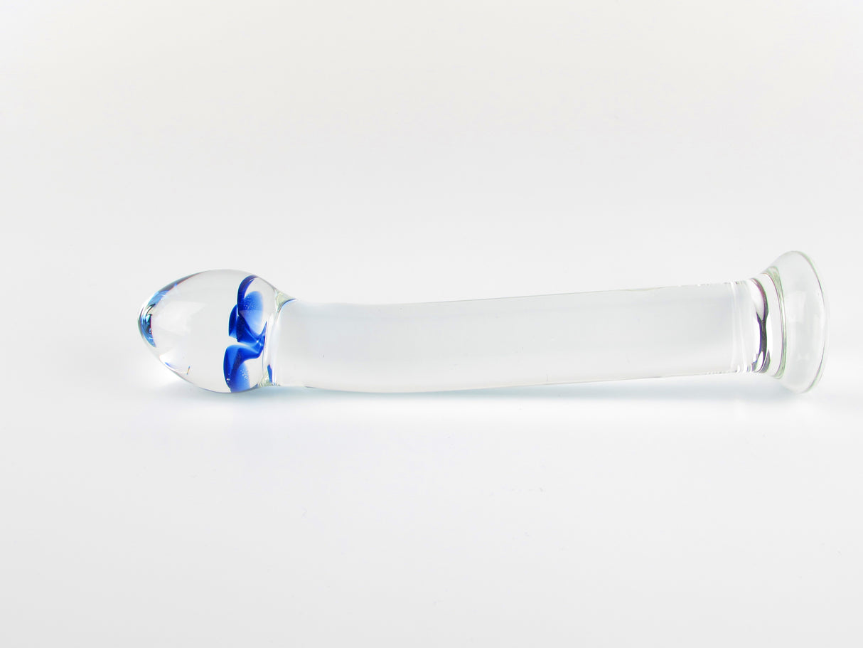 blue flower glass dildo