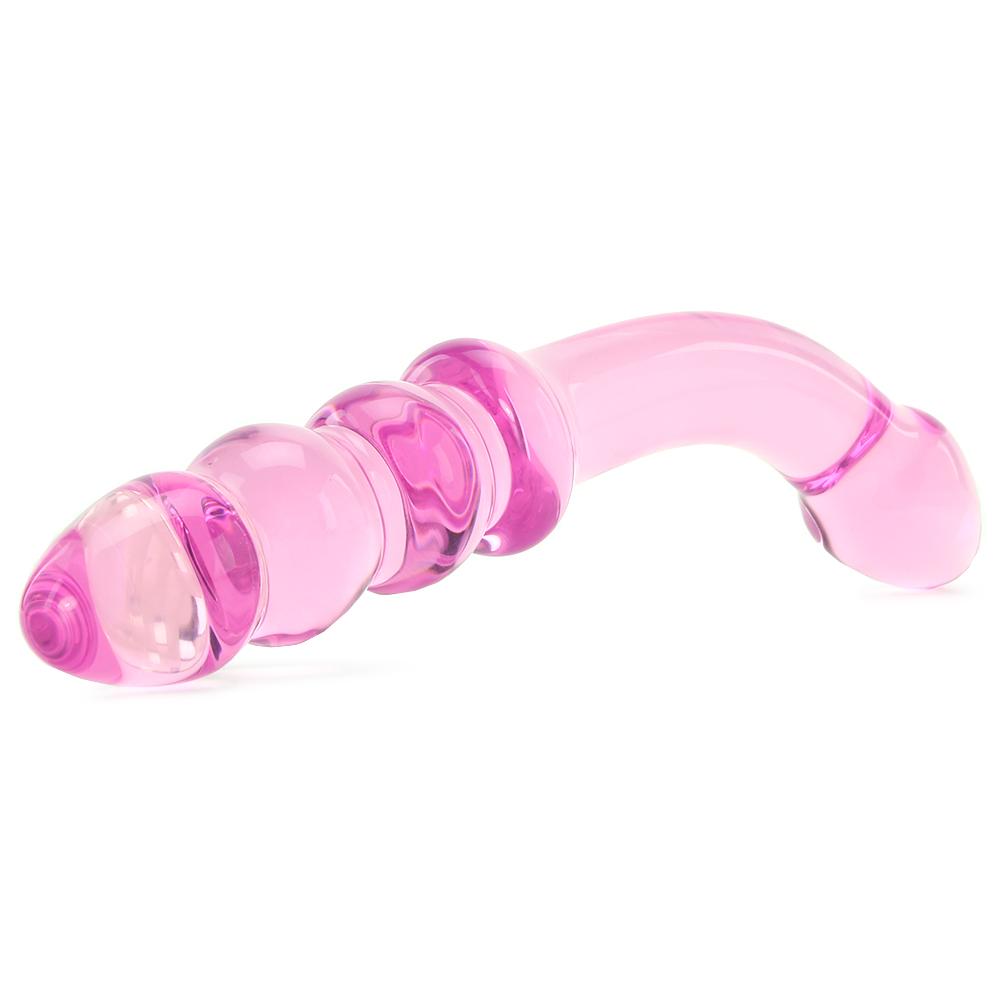 G Spot Curved Pink Glass Dildo