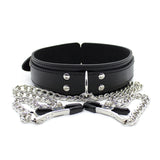 Leather Collar With Nipple Clamps