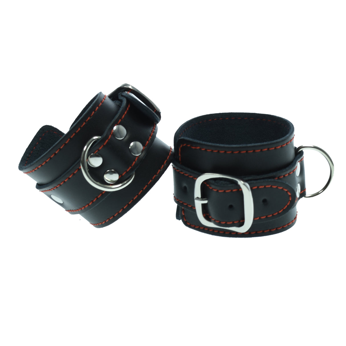 Red Stitched Leather Wrist Cuffs