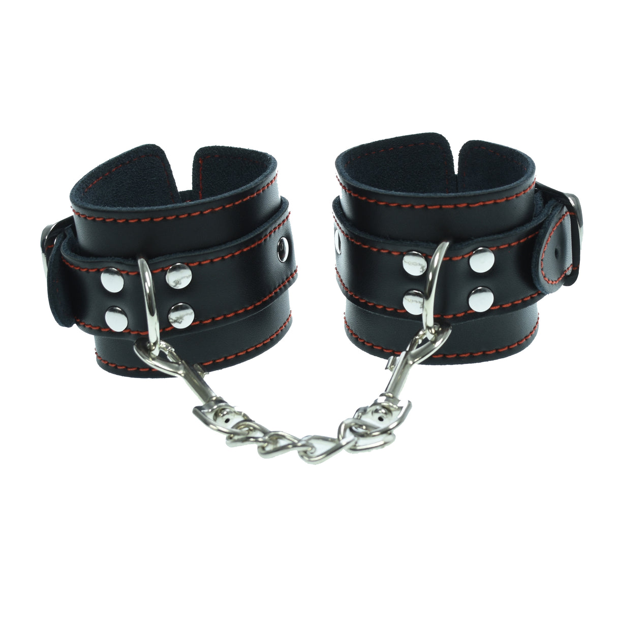 Red Stitched Leather Wrist Cuffs