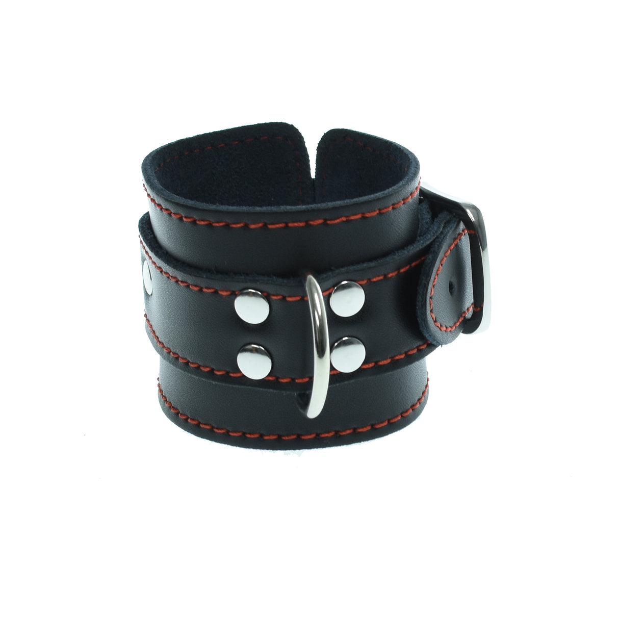 Red Stitched Leather Wrist Cuffs