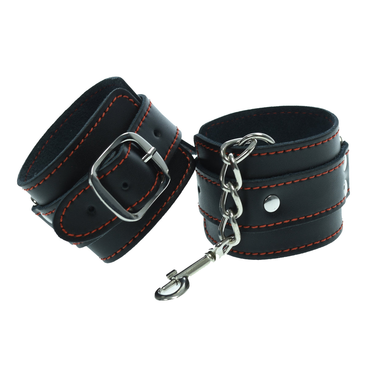 Red Stitched Leather Wrist Cuffs