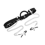 Silicone O Ring Gag With Nipple Clamps