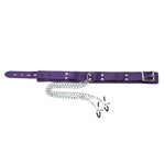 Purple Leather Neck Collar With Nipple Clamps