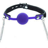 Purple Silicone Gag Ball With Nipple Clamps