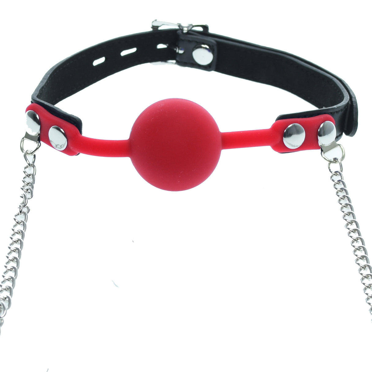 Red Silicone Gag Ball with Nipple Clamps