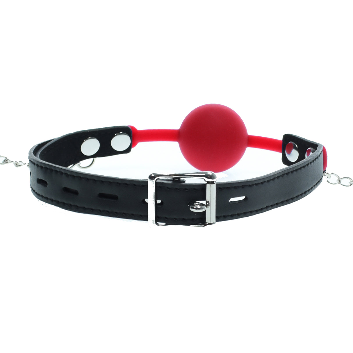 Red Silicone Gag Ball with Nipple Clamps