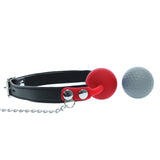 Red Silicone Gag Ball with Nipple Clamps