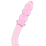 Ribbed Pink Glass Dildo