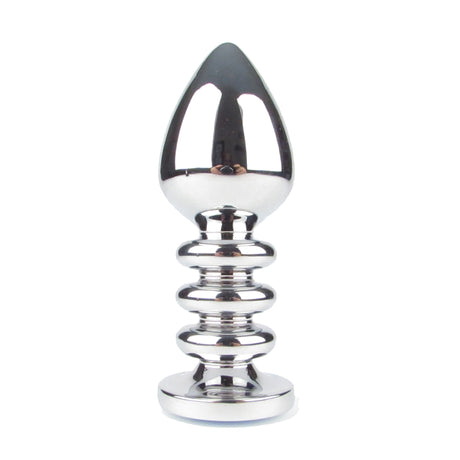 Ribbed Shaft Metal Butt Plug