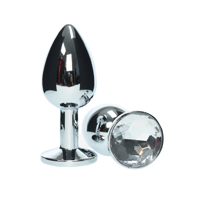 Small Metal Anal Plug Clear Jewel