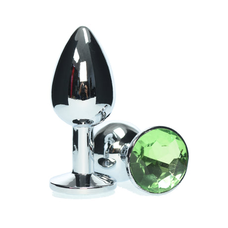 Small Metal Anal Plug Green Jewel