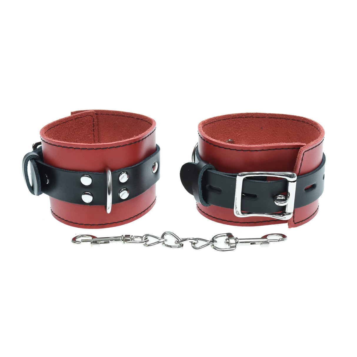 Strict Leather Black And Red Locking Ankle Cuffs