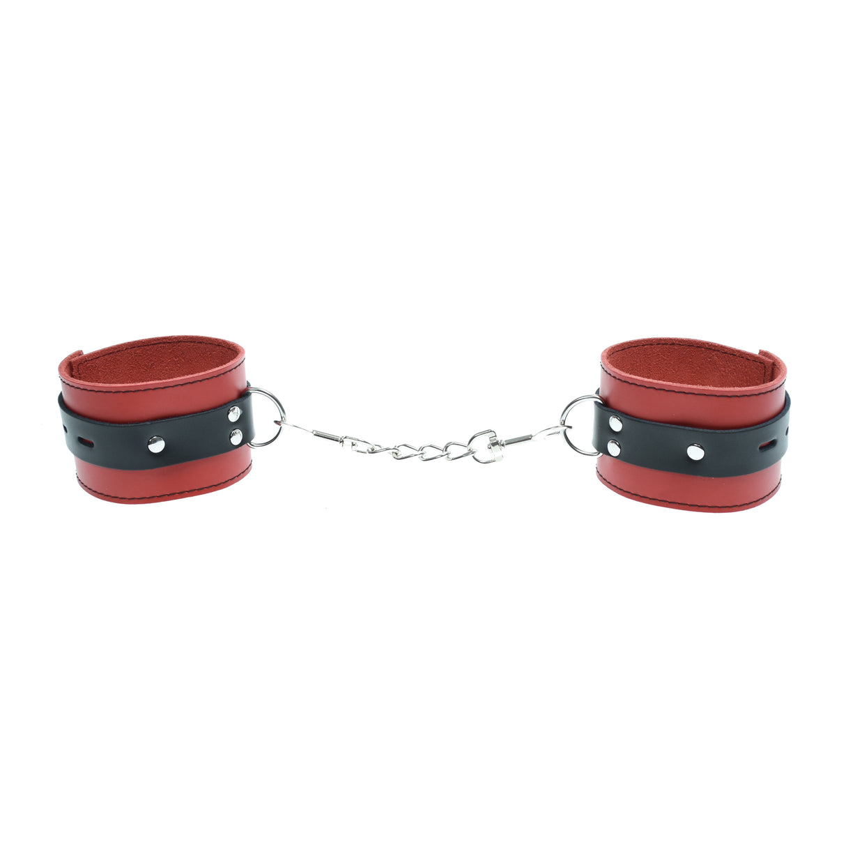 Strict Leather Black And Red Locking Ankle Cuffs