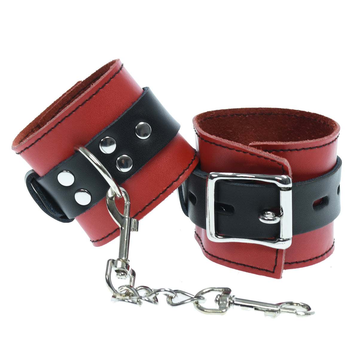 Strict Leather Black And Red lockable Wrist Restraints